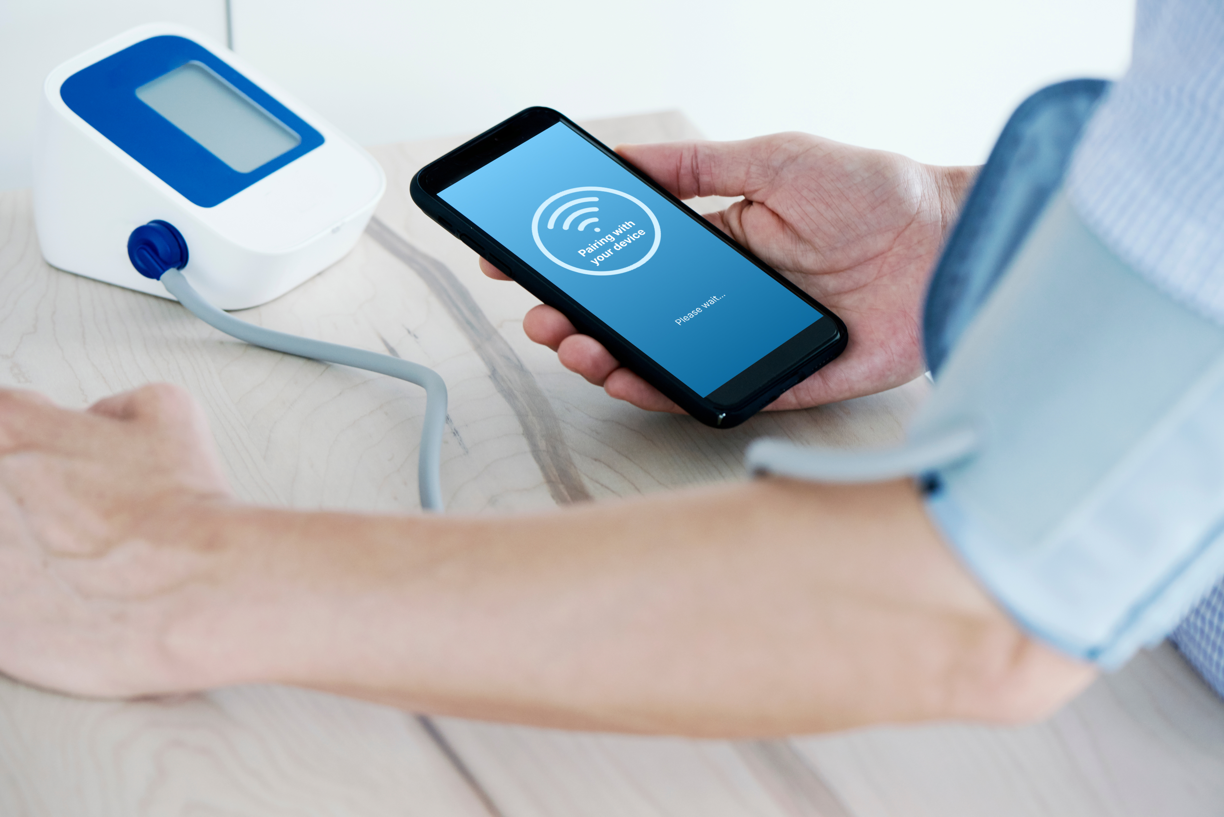 Pairing a blood pressure cuff with a smartphone